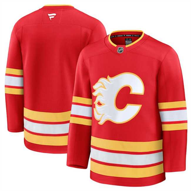 Mens Calgary Flames Blank Red 2024-25 Home Stitched Hockey Jersey Dzhi